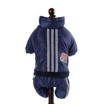 Žieminis šuns kombinezonas Fleece kombinezonas šunims Šilta šuns striukė Naminių gyvūnėlių drabužiai mažiems šunims Šuniuko striukė Dryžuoti drabužiai Jorkšyro terjerams (Navy Blue,XXL) tamsiai mėlyna spalva