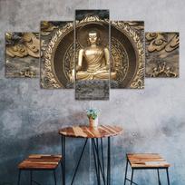 Buddha Statue Sculpture 5 Piece Canvas Wall Art Multi Panel Print Modern Poster Home Decor Picture Gift For Him For Her 20X35 20X45 20X55CM black