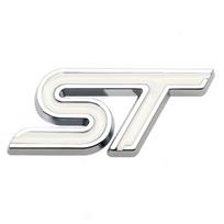 3D Metalinis ST Priekinės Grotelės Emblema Ženklelis Automobilio Galinės Bagažinės Sparno Lipdukas Ford Focus Mondeo Fiesta Edge Escort MK2 MK3 MK4 MK5 MK7 Sticker sidabro baltos spalvos