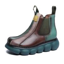 2024 Žiemos Storo Pado Spalvoti Storo Pado Batai Moterims Kasdienio Retro Etninio Stiliaus Dideli Batai Botas De Invierno Para Mujer 40 mėlyna