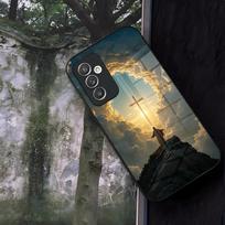 Krikščioniškos Biblijos eilutė Jėzus Telefonų dėklas Stiklinis Samsung Galaxy S24 S26 S25 S22 S20 S23 S21 Ultra Fe Plus A16 A34 A54 A24 Galaxy S21 FE 5G gray