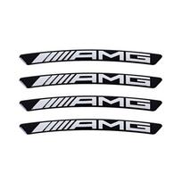 4 vnt. aliuminio automobilio ratlankio lipdukai, aksesuarai Mercedes Benz AMG GLC W203 W206 W220 W205 W211 W212 W201 W210 W108 W168 GLE white