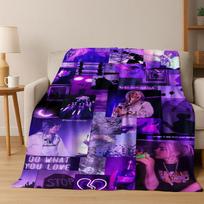 Fashion Billie Eilish Hit Me Hard and Soft Singer Flannel Blanket Soft Throw Blanket for Bed Bedroom Living Room Travel Gift Kid Size: 75*100cm, Weight: 230 GSM purple