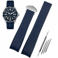 [HEYOZURY] TAG Heuer Watch Band Rubber 22mm Silicone Soft D-Buckle Blue blue