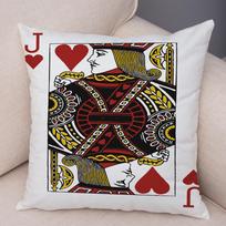 Classic Playing Card Cushion Cover Jack Queen King Illustration High Detail Print Soft Square Pillow Home Decor Accessoryxcm 40cmx40cm(16x16Inch)