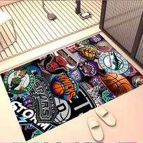 NBA Print Rug, Washable Floor Carpet, For Entryway Dorm Laundry Room Office Study, Home Decor Birthday Christmas Gift 40cmx60cm black