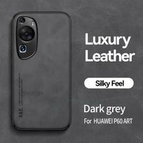 For Huawei P 60 P60 Art Case PU Leather Car Magnetic Holder Phone Case For Huawei P60 P 60 P60Pro Shockproof Silicone Back Cover Huawei P60 gray