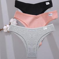 FINETOO Solid Colors Moteriškos medvilninės kelnaitės Seksualus apatinis apatinis apatinis kelnaitės bikinio kelnaitės XL beige