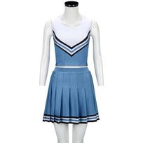 Olivia Cheerleader Uniforma Princesės Viršus Sijonas Mėlynas Baltas Cheerleading Apranga Helovino Šventės Kostiumas Vidurinės Mokyklos Mergaitėms 3XL 65-70kg smėlis