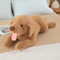 New Labrador plush toy cute puppy tongue sticking out children's pillow doll sofa ornament dog doll 50cm beige