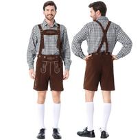 Vyrų Bavariškas Oktoberfest kostiumų rinkinys - languoti marškiniai, petnešos ir kostiumo švarkas festivaliui M black