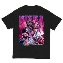 France Rapper Niska Vintage Bootleg Merch 2026 T shirt 100%Cotton Unisex Men‘s Women's T-Shirt Fans Tour Hiphop Y2k Casual Tee 140 pink