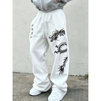 Men's Casual Sports Pantsancient Legend Dragon Print Sports Pantsdrawstring Wide-leg Casual Pants Suitable for All Seasons XXXL balta