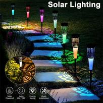 4/6 vnt. LED saulės sodo šviestuvai 2 apšvietimo režimai RGB/Šiltas/ Baltas Vandeniui atsparus sodo šviestuvas kraštovaizdžiui, veja, Kalėdų dekoravimui Warm+Colorful Light-4PC blue