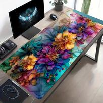 Colorful Floral Gaming Mouse Pad Large Desk Mat Vibrant Flower Extended Keyboard Mat Non Slip Gamer Carpet For Office Laptop 900x400x3mm gray