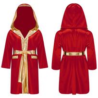 Berniukų boksininko kostiumas Cosplay boksininko apsiaustas vaikams metalizuotas gobtuvu boksininko kostiumų rinkinys Helovino kostiumas su diržu 9-10 Years brown