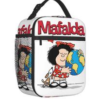 Custom Mafalda And Flowers Lunch Bag Men Women Thermal Cooler Insulated Lunch Box for Kids School Children 26x21x11CM