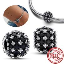 Tinka Pandora apyrankei 925 sterlingų varis Putojantys Raudoni Juodi Mėlyni Cirkonio Apvalūs Karoliukai Balti Raudoni Žali Murano Stiklo Pakabukai Cirkonis 3mm-4mm gray