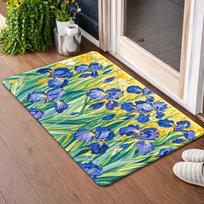 Vibrant Blue Iris Door Mat Non Slip Entrance Rug Home Decor Floor Covering Indoor Outdoor Use Easy Clean Washable 43X75CM blue