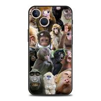 Cute Funny Monkey Phone Case For iPhone 17 16E 15 16 14 13 12 11 Pro Max 7 8 Plus Soft TPU Back Cover iPhone 11 Pro gray