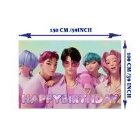 K-pop  Demon Hunters  Boy Band's Themed Birthday Party Decoration Set - Flag Background Setup no pump needed white
