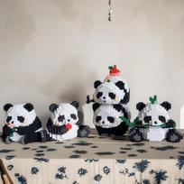 89-1023-Piece Cute Panda Constructing Block Set - Desktop Attachments Advanced Color Scheme Valentine's Day Thanksgiving Halloween Christmas gray
