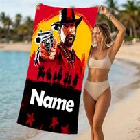 Customizable personalized beach towels Red Dead Redemption themed designs.Suitable for the beach, yoga, sports;ideal as beach accessories 70cmx140cm(27x55inch) red