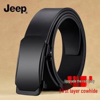 JEEP Men's Genuine Leather Automatic Buckle Belt 120cm juoda