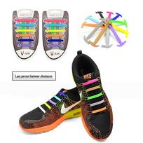 Korean Style Silicone Shoelaces - 16-Piece Set, Hammer Shape, High Elasticity, Versatile and Fashionable. žalia