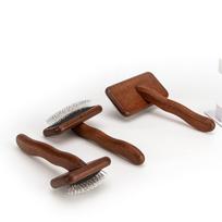 Natural Wood Pet Grooming Comb - Detangling Brush for Cats and Dogs Medium with Pins 50*95*160 ruda