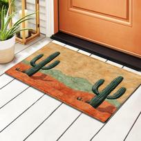 Cactus Print Carpet Soft Absorbent Home Decor Bathroom Kitchen Mat Multifunctional Indoor Outdoor Decor Door Mat 40x60cm 16x24inch black