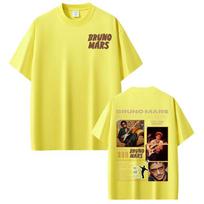 Singer Bruno Mars New Album Tour 2026 Graphics Tee Shirt Men Women Casual Harajuku Short Sleeve T Shirts Hiphop Loose Tshirts L yellow