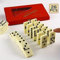 Non-Toxic 28Pcs Dominoes Card Chess Board Game Toys With Pvc Storage Box Thanksgiving Day Christmas Gift Christmas Halloween Gift beige