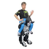 Helovino pripučiamas skeletas vaiduoklis kostiumas suaugusiems - Smagus lauko vakarėlio apranga One Size black