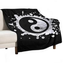 Distressed Yin Yang Feng Shui Ying Yang Taoism Zen Buddhism T-Shirt Throw Blanket Summer Beautifuls Blankets 30x40in white