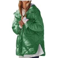 Tinklinis Parker Palto Striukė Moterims Ruduo Žiema Šilti Paltai Austas Blokuotas Trend Su Gaubtu Patogus Mamai Y2k Paltai Parkas M žalia