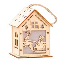 3/5 colio Kalėdinė stalo puošmena namelis Kalėdų Senelis/Sniego senis/Elnias Stalo puošmena Mielas Kalėdų papuošalas DIY medinis dėlionės meno amatai beige