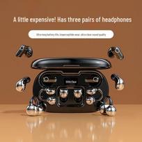 Taidoo 3-in-1 belaidės Bluetooth ausinės su nešiojamu įkrovikliu juoda