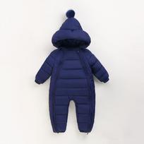 Sustiprintas šiltas vieno gabalo kombinezonas su gobtuvu ir ilgomis rankovėmis naujagimiui 66cm blue