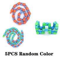Fidget žaislai Wacky Tracks Dviračio grandinės takelis 24 mazgų besisukanti grandinė Antistresinis žaislas Suspaudžiami sensoriniai Fidget žaislai blue