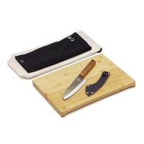 Belmont BM-420 Cutting Board & Knife Set, Black Handle, Silver Blade, 115x320x48mm black