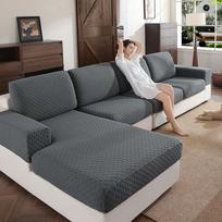 Seater-Capacity Shield Adjustable Elasticated Settee-Set Protector Made For Sitting Room 1 2 3 4 Place Full Kit Tartan-Pattern Couch-Set Slipcover 1pc sofa back covers gray