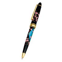 Yamanaka Lacquer Ballpoint Writing in Lacquer Mount Fuji and Cherry Blossom Made in Pen, Instrument, Approx. 13.5cm Length, Art, Design, Japan, black