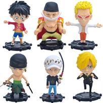 6 vnt. A B Anime One Piece Q Edition Luffy Ace Choba Rankinis papuošalas Anime Periferinis lėlės modelis Stalo papuošalas Dekoracija beige