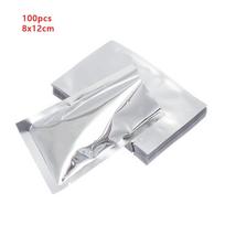 100PCS Silver Food Grade Saran Wrap Vacuum Sealer Storage Pouches Heat Seal Bag Aluminium Foil Bags 100pcs 8x12cm white