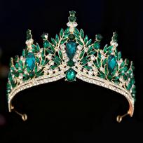 Nuotakos kristalinė lapų karūna tiara, pagrindinė vestuvinė suknelė, aukštos klasės vestuvinė, korėjietiška Bar Micva su makiažo karūna 16*7.5CM blue