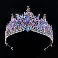 Nuotakos kristalinė lapų karūna tiara, pagrindinė vestuvinė suknelė, aukštos klasės vestuvinė, korėjietiška Bar Micva su makiažo karūna 16*7.5CM gray