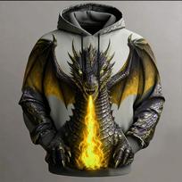 Dragon 3D Print Hoodie Sweatshirt Fashion Cool Daily Long Sleeve Crew Neck Party Streetwear Fall Winter Tracksuit Coat 6XL gray