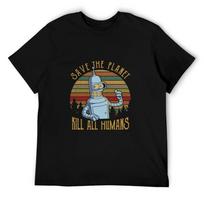 Save The Planet Kill All Humans T-Shirt Black XL L juoda