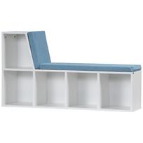 2 In 1 Bench Library With 5 Storage Compartments And 2 Cushions 108 X 30 X 60 Cm White Blue